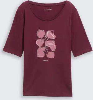 TOM TAILOR Damen T-Shirt mit Print, rot, Uni, Gr. XS