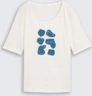 TOM TAILOR Damen T-Shirt mit Print, weiß, Uni, Gr. XXXL