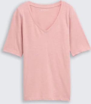 TOM TAILOR Damen T-Shirt mit V-Ausschnitt, rosa, Uni, Gr. XXXL