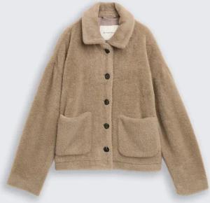 TOM TAILOR Damen Teddy Jacke mit Taschen, grau, Uni, Gr. XS