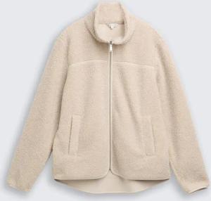 TOM TAILOR Damen Teddy Sweatjacke mit Stehkragen, beige, Uni, Gr. XXXL