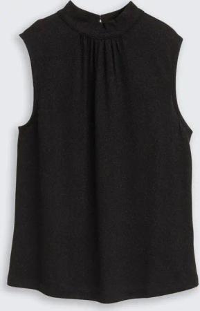 TOM TAILOR Damen Top mit Glitzer-Effekt, schwarz, Uni, Gr. M