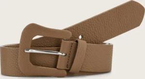 TOM TAILOR Damen TTAUDREY Ledergürtel mit bezogener Dornschließe, beige, Logo Print, Gr. 95