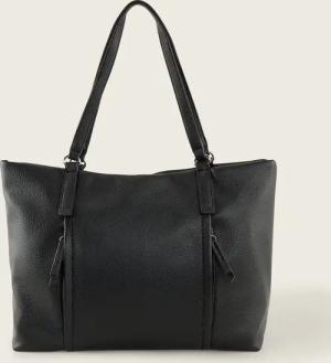 TOM TAILOR Damen TTBECA L Shopper mit Reißverschluss-Details, schwarz, Uni, Gr. ONESIZE