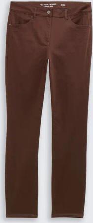 TOM TAILOR Damen TTEDDA SLIM Hose, braun, Uni, Gr. 38/32
