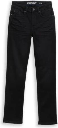 TOM TAILOR Damen TTELVA STRAIGHT High Waist Jeans, schwarz, Uni, Gr. 27/32