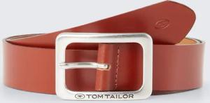 TOM TAILOR Damen TTEVE Ledergürtel mit abgerundeter Dornschließe, braun, Logo Print, Gr. 80