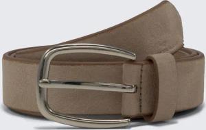 TOM TAILOR Damen TTJESSICA Velourledergürtel mit abgerundeter Dornschließe, beige, Logo Print, Gr. 95