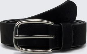 TOM TAILOR Damen TTJESSICA Velourledergürtel mit abgerundeter Dornschließe, schwarz, Logo Print, Gr. 105