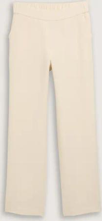 TOM TAILOR Damen TTLEA Seersucker Straight Hose, beige, Uni, Gr. 40/32