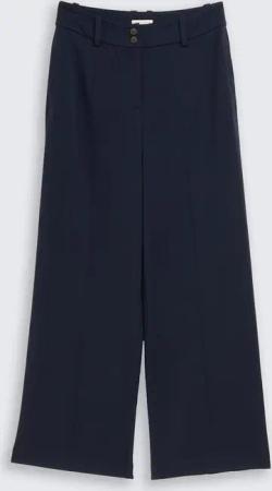 TOM TAILOR Damen TTLEA WIDE Hose mit Bügelfalte, blau, Uni, Gr. 38/32