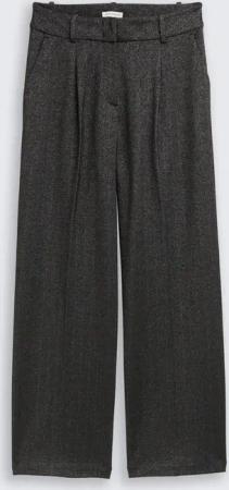 TOM TAILOR Damen TTLEA WIDE Hose mit Glitzer-Effekt, schwarz, Uni, Gr. 34/32