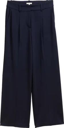 TOM TAILOR Damen TTLEA Wide Leg Hose, blau, Uni, Gr. 36/32