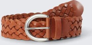 TOM TAILOR Damen TTLISA Flechtgürtel aus Leder, braun, Logo Print, Gr. 100