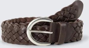 TOM TAILOR Damen TTLISA Flechtgürtel aus Leder, braun, Logo Print, Gr. 80