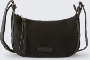 TOM TAILOR Damen TTLYSA S Umhängetasche in Velourleder-Optik, schwarz, Uni, Gr. ONESIZE