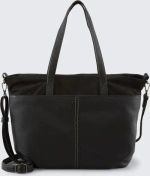 TOM TAILOR Damen TTMIHA L Shopper mit Material-Mix, schwarz, Uni, Gr. ONESIZE