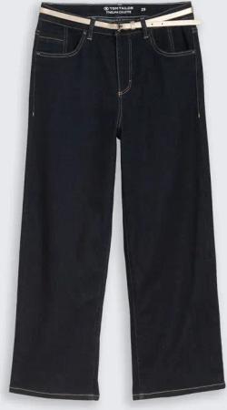 TOM TAILOR Damen TTNELMA CULOTTE Stretch Jeans mit Gürtel, blau, Uni, Gr. 25/28