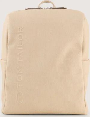 TOM TAILOR Damen TTROSA M Rucksack in Canvas-Optik mit Logoprägung, beige, Uni, Gr. ONESIZE