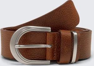 TOM TAILOR Damen TTSANDRA Ledergürtel mit abgerundeter Dornschließe, braun, Logo Print, Gr. 85