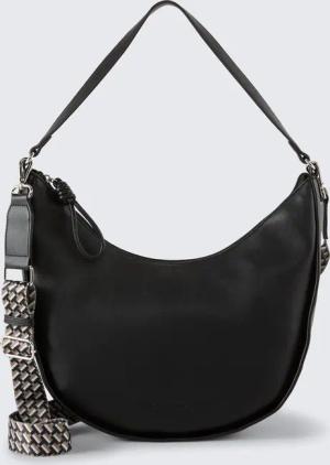 TOM TAILOR Damen TTTATIANA M Schultertasche mit gemustertem Webriemen, schwarz, Uni, Gr. ONESIZE