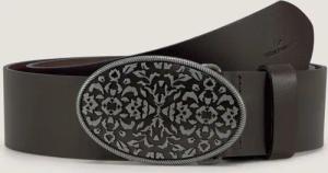 TOM TAILOR Damen TTTAYLOR Ledergürtel mit Koppelschließe, braun, Logo Print, Gr. 75