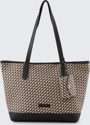 TOM TAILOR Damen TTXENIA L Shopper mit Allover-Print, schwarz, Gemustert, Gr. ONESIZE