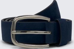 TOM TAILOR Damen Veloursleder Gürtel, blau, Logo Print, Gr. 100