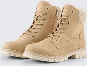 TOM TAILOR Damen Wasserdichte Stiefel mit Fütterung, beige, Uni, Gr. 36