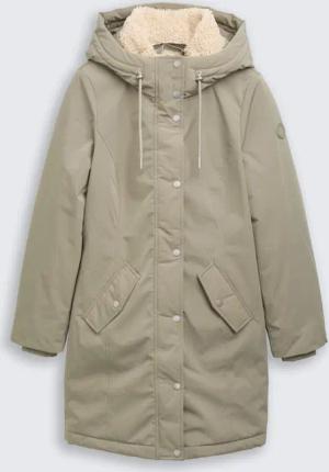 TOM TAILOR Damen Winter Parka mit Kapuze, grün, Uni, Gr. XS