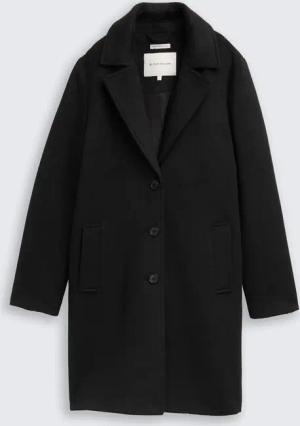 TOM TAILOR Damen Wollmantel mit Eingriffstaschen, schwarz, Uni, Gr. XXXL