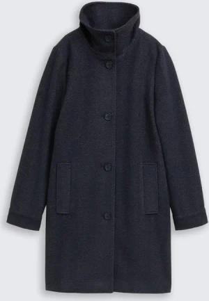 TOM TAILOR Damen Wollmantel mit Stehkragen, braun, Fischgrät, Gr. M