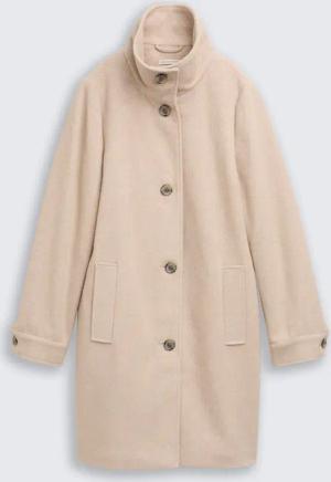 TOM TAILOR Damen Wollmantel mit Stehkragen, braun, Fischgrät, Gr. XS