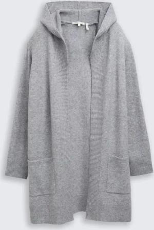 TOM TAILOR DENIM Damen Cardigan mit Kapuze, grau, Meliert, Gr. XS