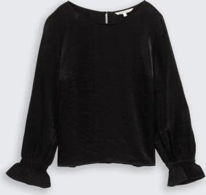 TOM TAILOR DENIM Damen Loose Fit Bluse in Satin-Optik, schwarz, Uni, Gr. L