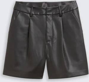 TOM TAILOR DENIM Damen Shorts in Lederoptik, schwarz, Uni, Gr. L