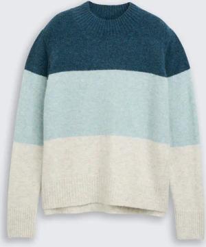 TOM TAILOR DENIM Damen Strickpullover mit Colour Blocking, blau, Colour Blocking, Gr. S