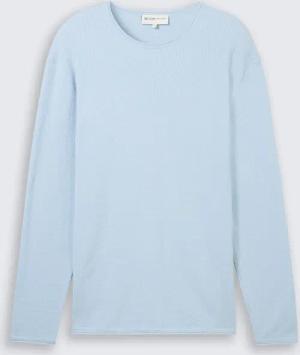 TOM TAILOR DENIM Herren Strickpullover aus Baumwolle, blau, Uni, Gr. L