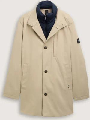TOM TAILOR Herren 2-in-1 Mantel mit herausnehmbarem Einsatz, braun, Uni, Gr. XXL