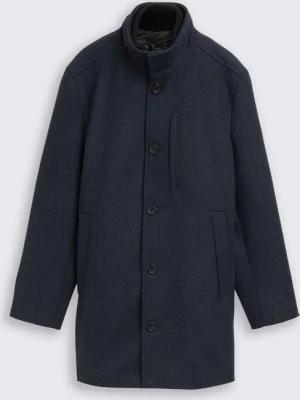 TOM TAILOR Herren 2-in-1 Wollmantel mit abnehmbarer Innenjacke, blau, Meliert, Gr. XXL