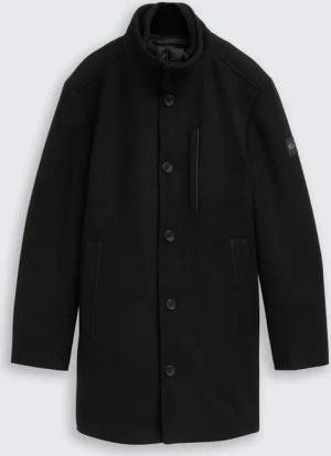 TOM TAILOR Herren 2-in-1 Wollmantel mit abnehmbarer Innenjacke, schwarz, Uni, Gr. XXXL
