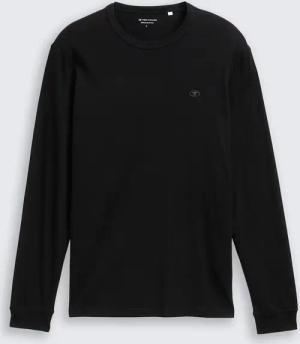 TOM TAILOR Herren Basic Langarmshirt aus Baumwolle, schwarz, Uni, Gr. L