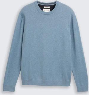 TOM TAILOR Herren Basic Strickpullover aus Baumwolle, blau, Meliert, Gr. S