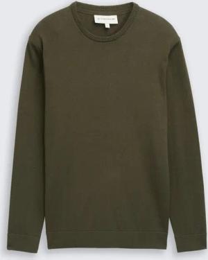 TOM TAILOR Herren Basic Strickpullover aus Baumwolle, grün, Uni, Gr. M