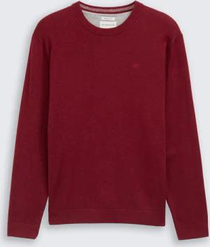 TOM TAILOR Herren Basic Strickpullover aus Baumwolle, rot, Meliert, Gr. XXXL