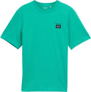 TOM TAILOR Herren Basic T-Shirt in Melange-Optik, grün, Uni, Gr. S