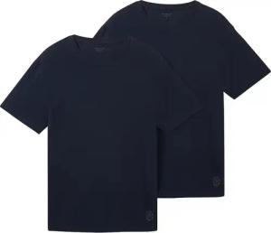 TOM TAILOR Herren Basic T-Shirts im 2er-Pack, blau, Uni, Gr. M