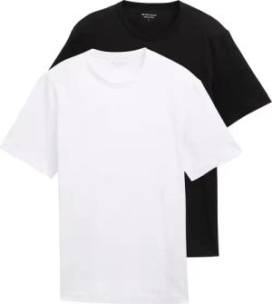 TOM TAILOR Herren Basic T-Shirts im 2er-Pack, schwarz, Uni, Gr. M