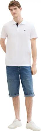 Tom Tailor Herren Bermuda Short MORRIS OVERKNEE Relaxed Blau Used Light Stone