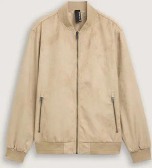 TOM TAILOR Herren Bomberjacke in Wildleder-Optik, braun, Uni, Gr. L